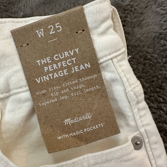 NWT Madewell The Curvy Perfect Vintage Straight Leg Jeans 25 Cream Women's - Picture 3 of 9